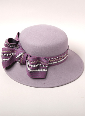 57cm CA4LA CAM60109 UNBALANCE 秋冬复古优雅蝴蝶结羊毛礼帽