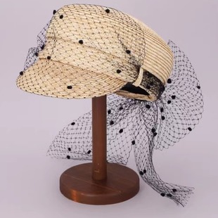 SUMMER CAM50142 SONG 4时尚 草编鸭舌帽 57cm 优雅网纱礼帽 CA4LA