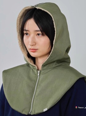 OVERRIDE NYLON TWILL 2WAY HOOD 254090203 可洗 防寒毛绒披肩帽