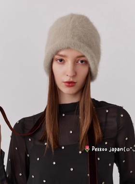 Chapeau d.o 254060208 秋冬安哥拉兔毛 针织帽兜帽法式飘带