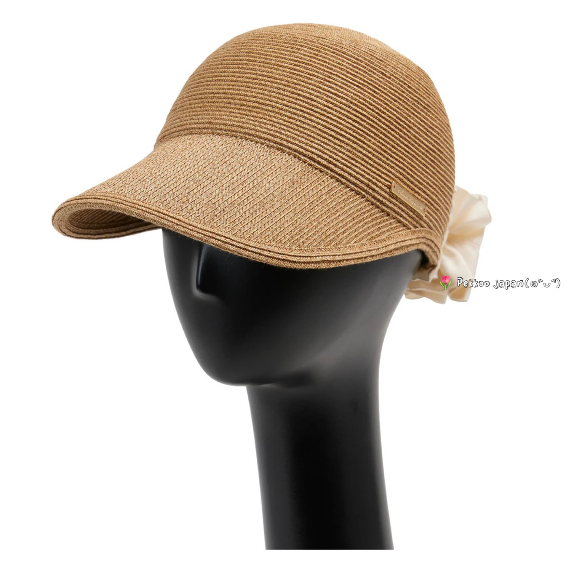 57cm Athena new york Naomi 夏季防晒 优雅褶皱丝带 草编棒球帽