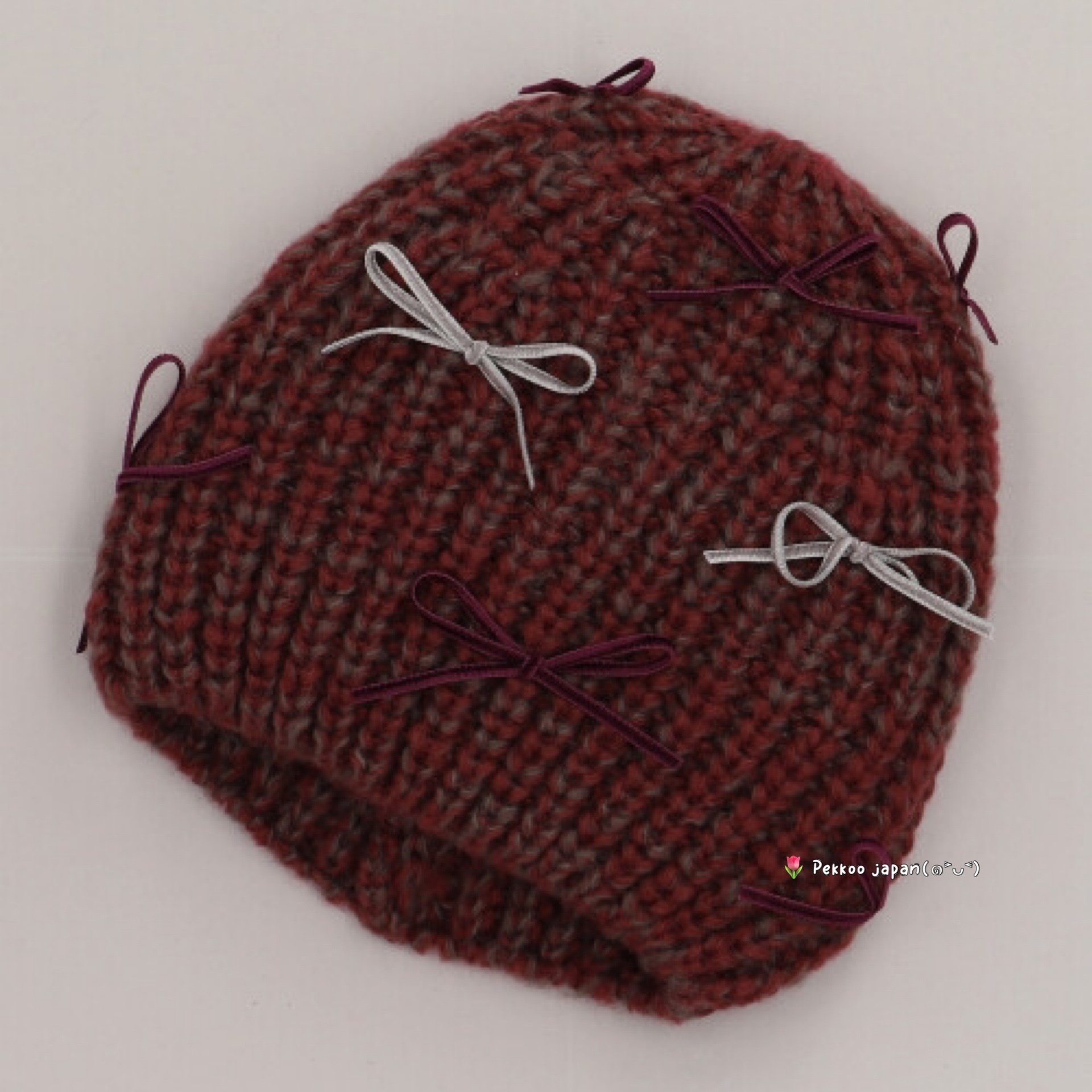 55-59cm CA4LA BRA02274 小さなリボンニット帽 甜美蝴蝶结针织帽