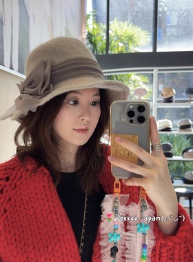 56-60cm CA4LA ONM01924 CF POEM6 新款百搭羊毛渔夫帽蕾丝蝴蝶结