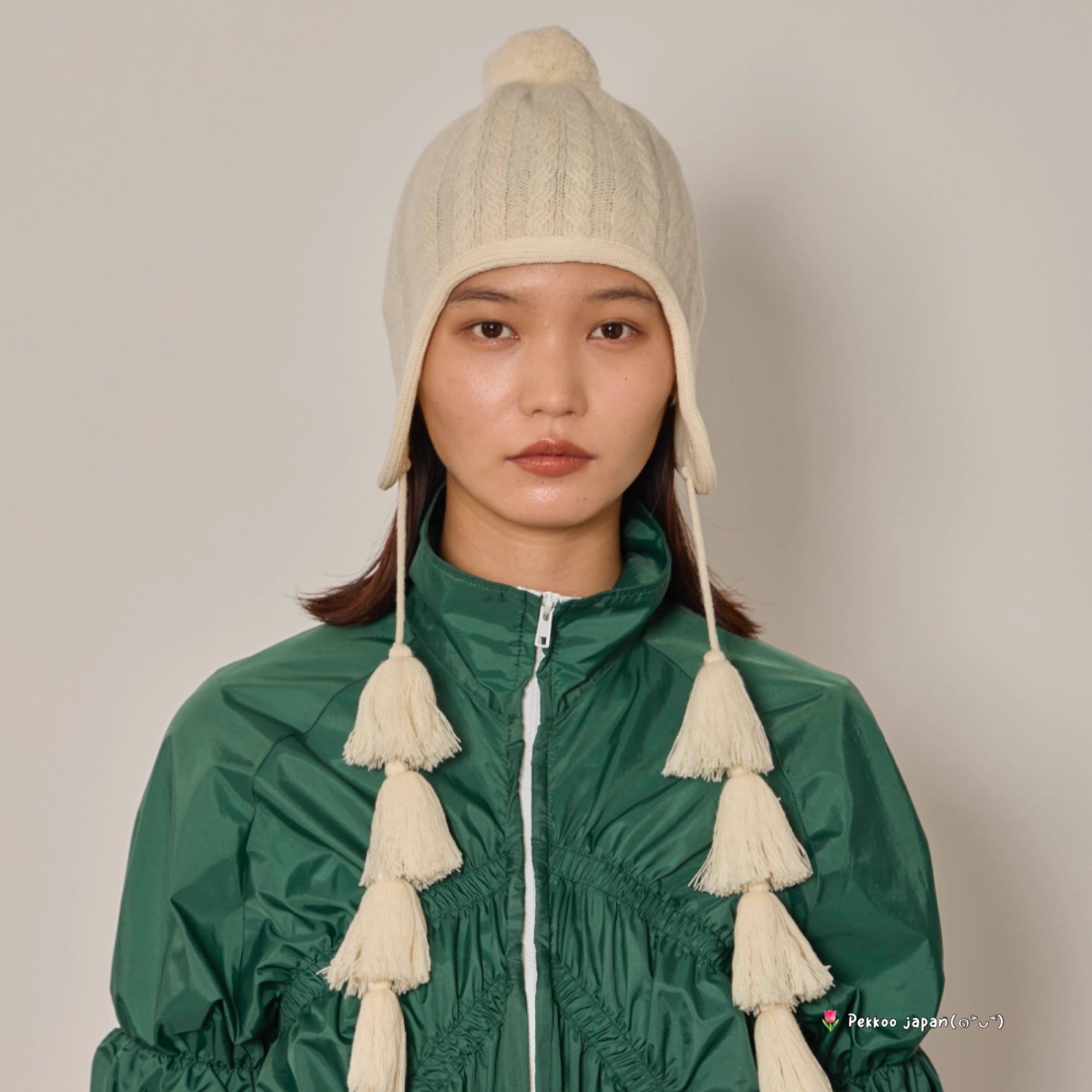 56-58cm arth Ca5 Fringe Guide Knit 254021201 流苏护耳针织帽