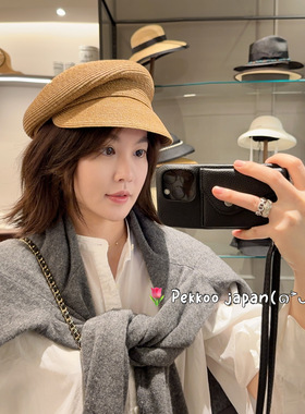 赵露思同款 57cm CA4LA ONM01832 MAY 经典歪顶 鸭舌帽草帽