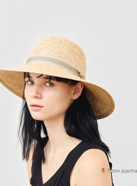 57.5cm mature ha.MAS26-55 夏季优雅丝带 草编大檐 防晒遮阳帽