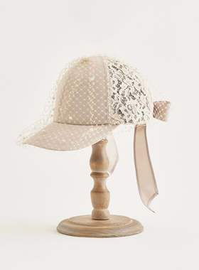 58cm CIRQUTURE CIQ213 deux veil 甜美棒球帽 网纱珍珠蕾丝装饰