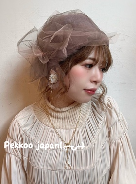 国现 56-58cm CIRQUTURE CIQ071 24秋冬羊毛贝雷帽纱网蝴蝶结