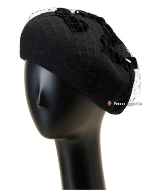 Athena New York Maret 25秋冬新款 优雅质感 薄纱蝴蝶结贝雷帽