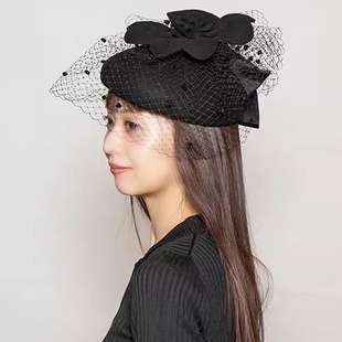 优雅 NEMOPHILA 梦幻网纱花朵羊毛礼帽鸡尾酒帽 CAM60112 CA4LA