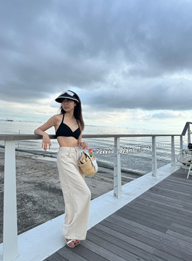 西资卡同款 国现 Sucre kaya HRF0538 蝴蝶结 防晒发夹帽空顶帽