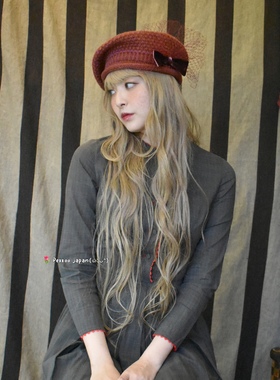 57.5cm Barairo  L-008327 薄纱蝴蝶结 编织针织贝雷帽 日本制