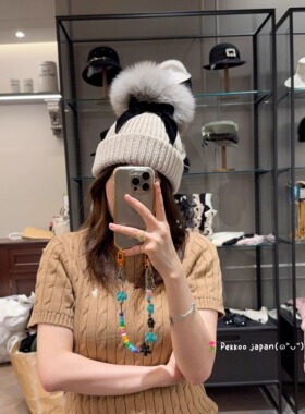 55-59cm CA4LA ONM01968 RAT2 秋冬可爱甜美 蝴蝶结针织帽毛线帽