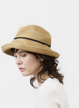 57.5cm mature ha MBOX-N101 11cm帽檐 细丝带盒子帽 遮阳草帽