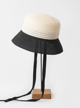 57cm mature ha MAS24-67 春夏透气拼色编织平顶渔夫帽