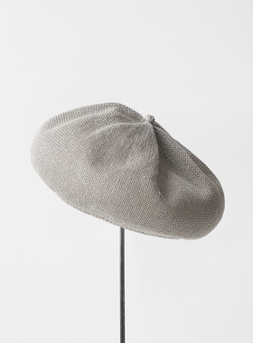 55-57cm mature ha MLK-01 春夏亚麻透气褶皱针织贝雷帽