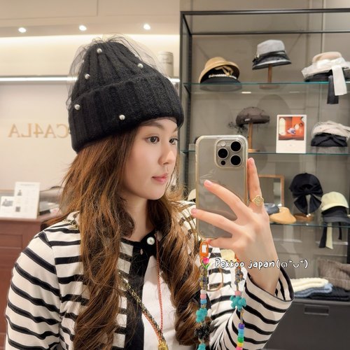 CA4LAKTZ02582纱网珍珠针织帽