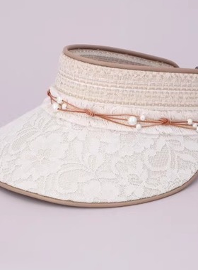 11cm帽檐 CA4LA CAM20078 MORGANA 甜美空顶遮阳帽 珍珠蕾丝花朵