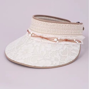 甜美空顶遮阳帽 11cm帽檐 MORGANA CAM20078 珍珠蕾丝花朵 CA4LA