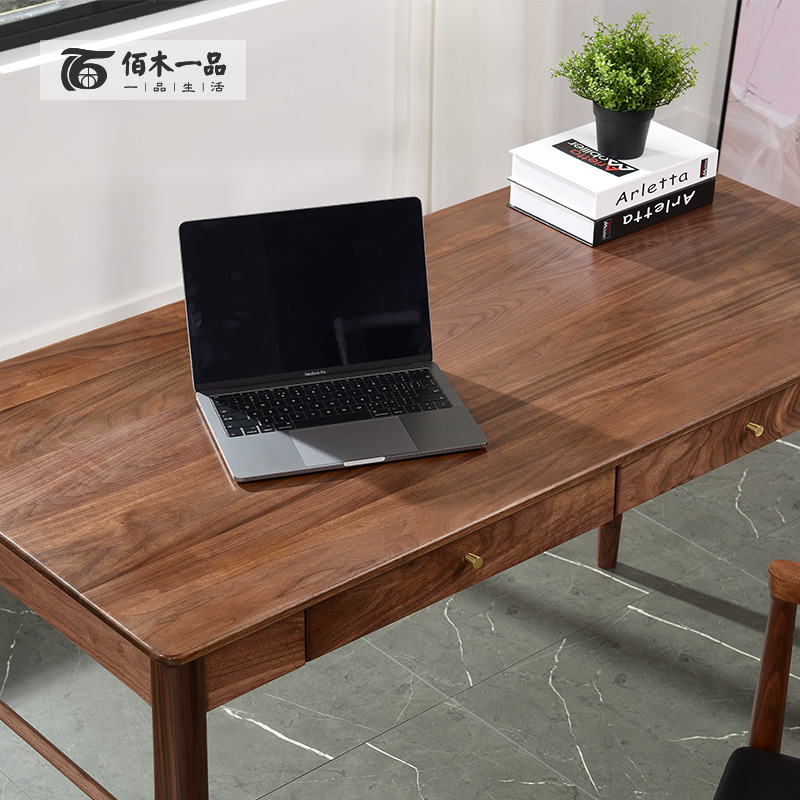 黑胡桃全实木北欧美式简约小户型家用书房轻奢书法画电脑桌写字台在类目 住宅家具, 桌类, 书桌中 - 来自Buy2taobao.com提供专业的淘宝代购服务