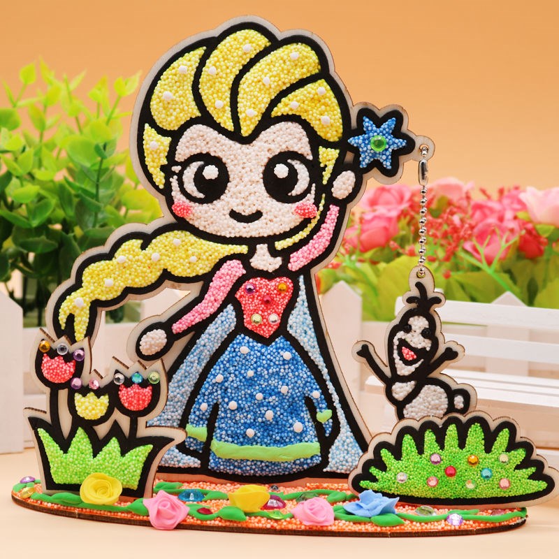 木板雪花泥画珍珠泥粘土画幼儿园教师节儿童diy手工制作3d立体画