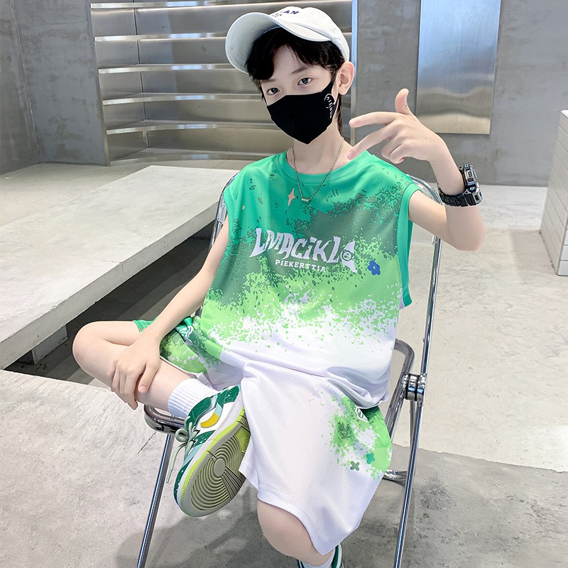 男童夏装背心套装无袖速干运动服