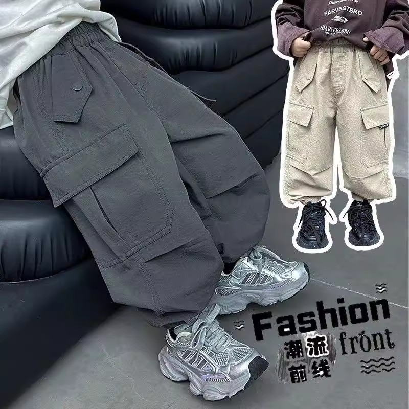 男童工装裤春秋新款束脚长裤潮酷