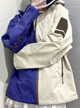 SS24WEEK3 联名可拆卸拼接硬壳撞色夹克裂开冲锋衣24SS白紫冲锋衣