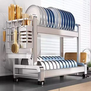 304不锈钢碗碟收纳架沥水碗架台面放碗碟子盘子厨房置物架碗柜