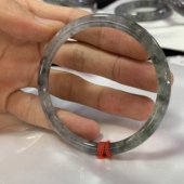 冰乌鸡翡翠手镯缅甸天然翡翠手镯A货冰种翡翠飘花意境玉镯