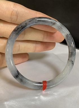 54圆条冰乌鸡翡翠手镯缅甸天然翡翠手镯A货冰种翡翠飘花意境玉镯