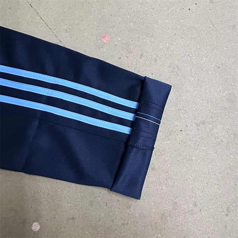 藏青色三道杠浅蓝条初高中小学生运动裤蓝色杠宽松加肥加大校服裤