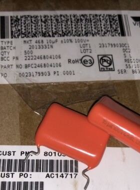 BFC246804106  Vishay  BC橙色薄膜电容MKT468 100v10uF 106k