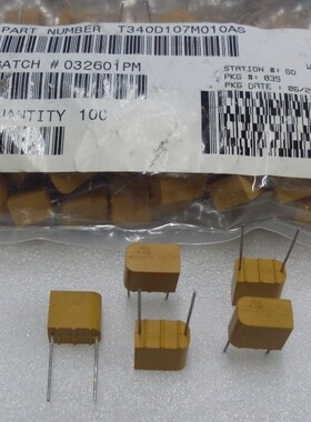 T340D107M010AS 直插 钽质电容器 10v100uF 20% D  Kemet