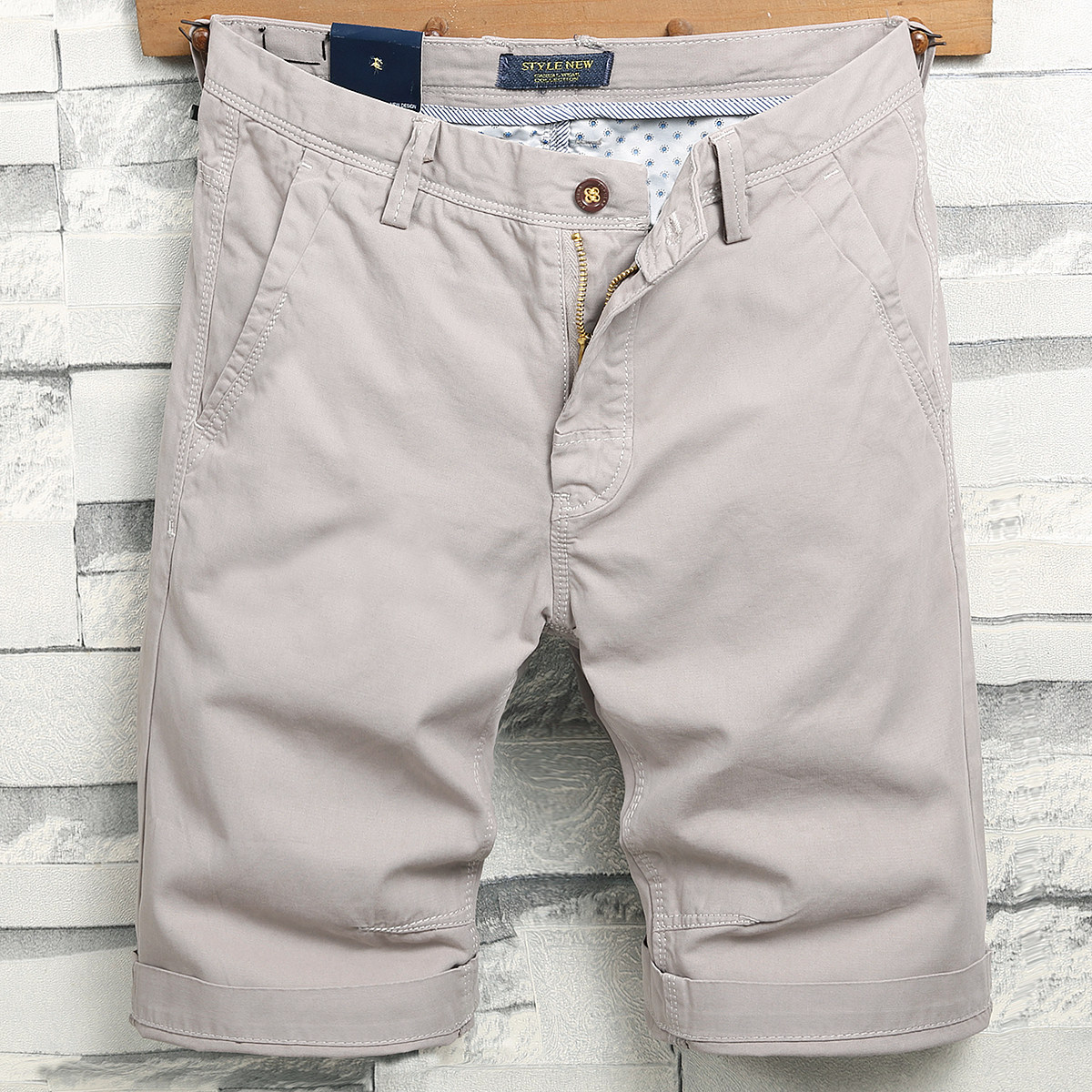 浅色百搭休闲短裤男夏季薄款外穿分裤子纯棉青年直筒运动沙滩裤