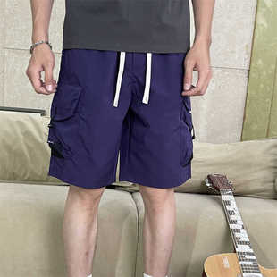 美式薄款工装短裤男夏季痞帅炸街多口袋休闲宽松五分裤子潮牌个性