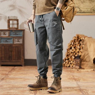 工装裤男款2026春秋新款潮牌大码宽松直筒春秋纯棉男士休闲长裤子