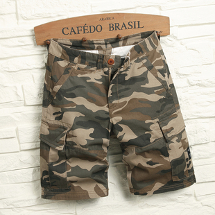 男夏季 厚款 宽松五分工装 潮牌5分外穿休闲中裤 马裤 机能风迷彩短裤