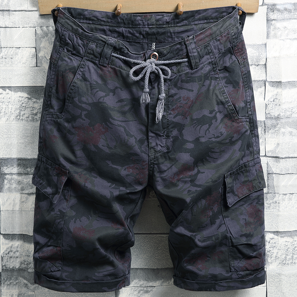 迷彩牛仔时尚百搭欧美直筒五分裤