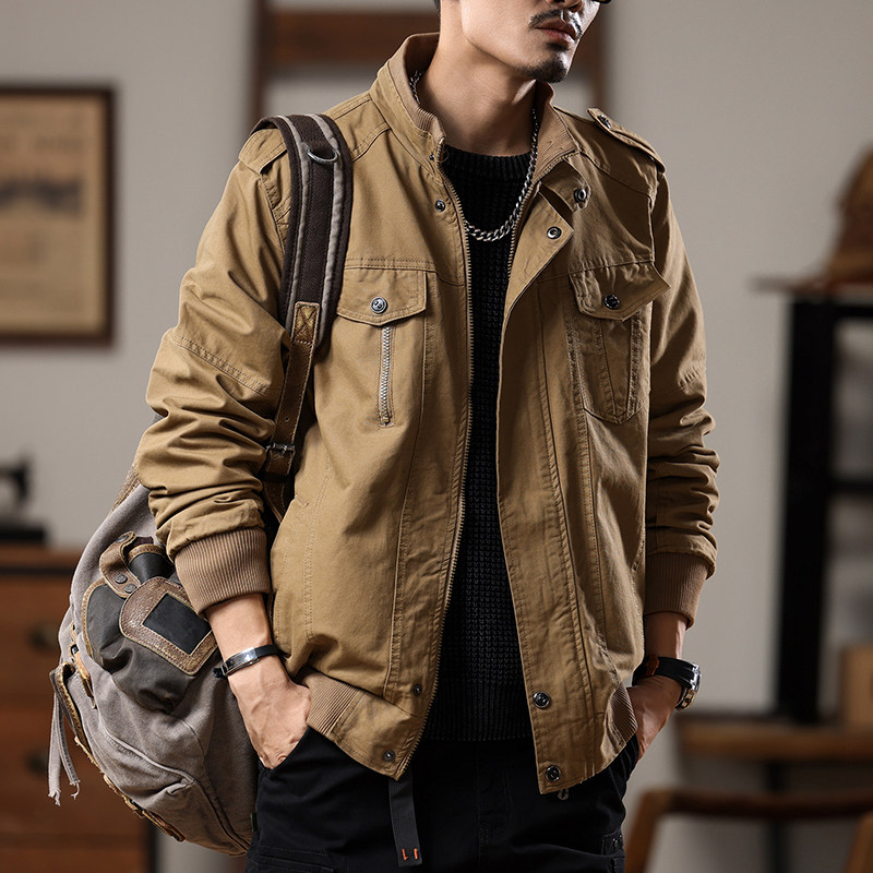 男士棒球服立领外套秋冬美式复古工装夹克时尚帅气上衣潮流男款