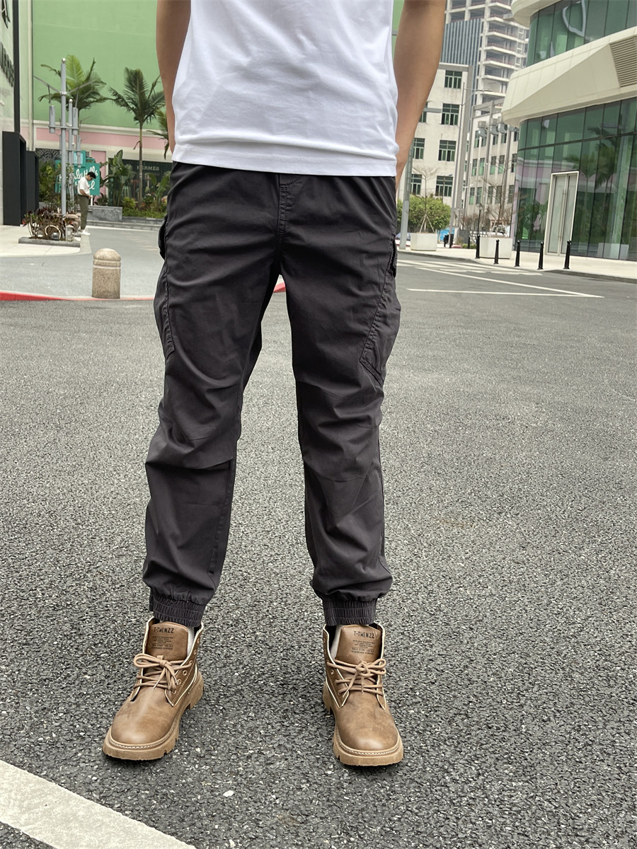 春秋工装裤男款时尚修身束脚户外深灰色长裤子休闲运动裤潮牌2026