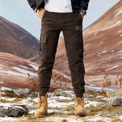 秋冬季新款水洗美式复古百搭弹力工装裤男潮牌束脚宽松休闲哈伦裤