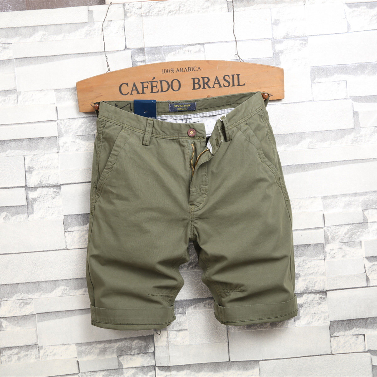 夏天休闲短裤男生夏季薄款宽松沙滩马裤中裤男士军绿运动五分裤子