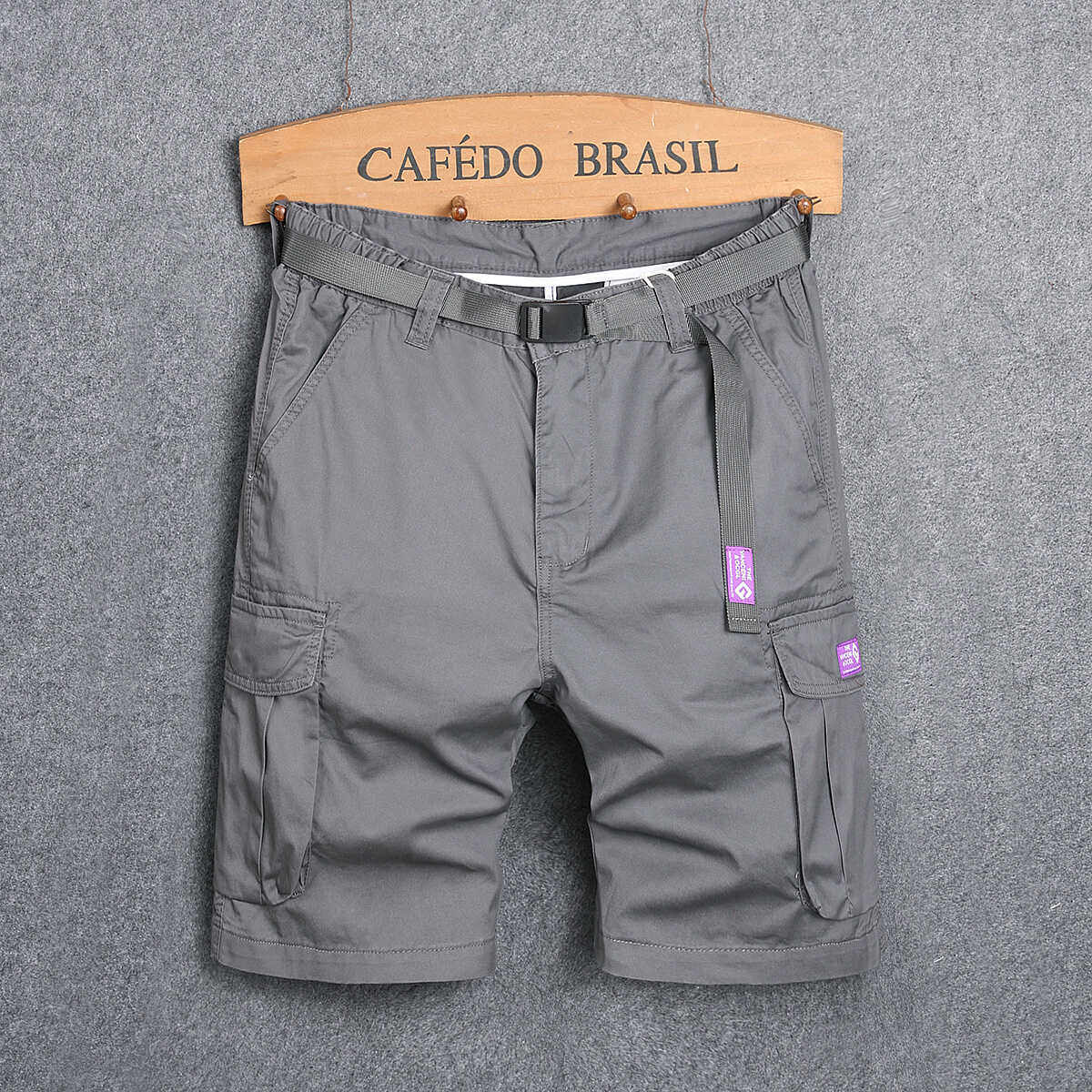 深灰美式工装短裤男夏季新款宽松潮牌五分裤男生休闲厚款中裤5分