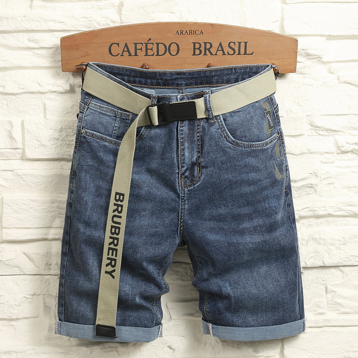 修身小脚牛仔短裤男夏薄款2025新款五分中裤弹力男款夏天中裤男士