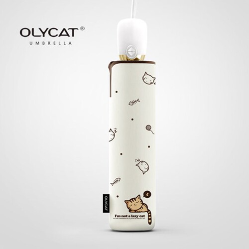 olycat清新猫咪不透光自动晴雨伞
