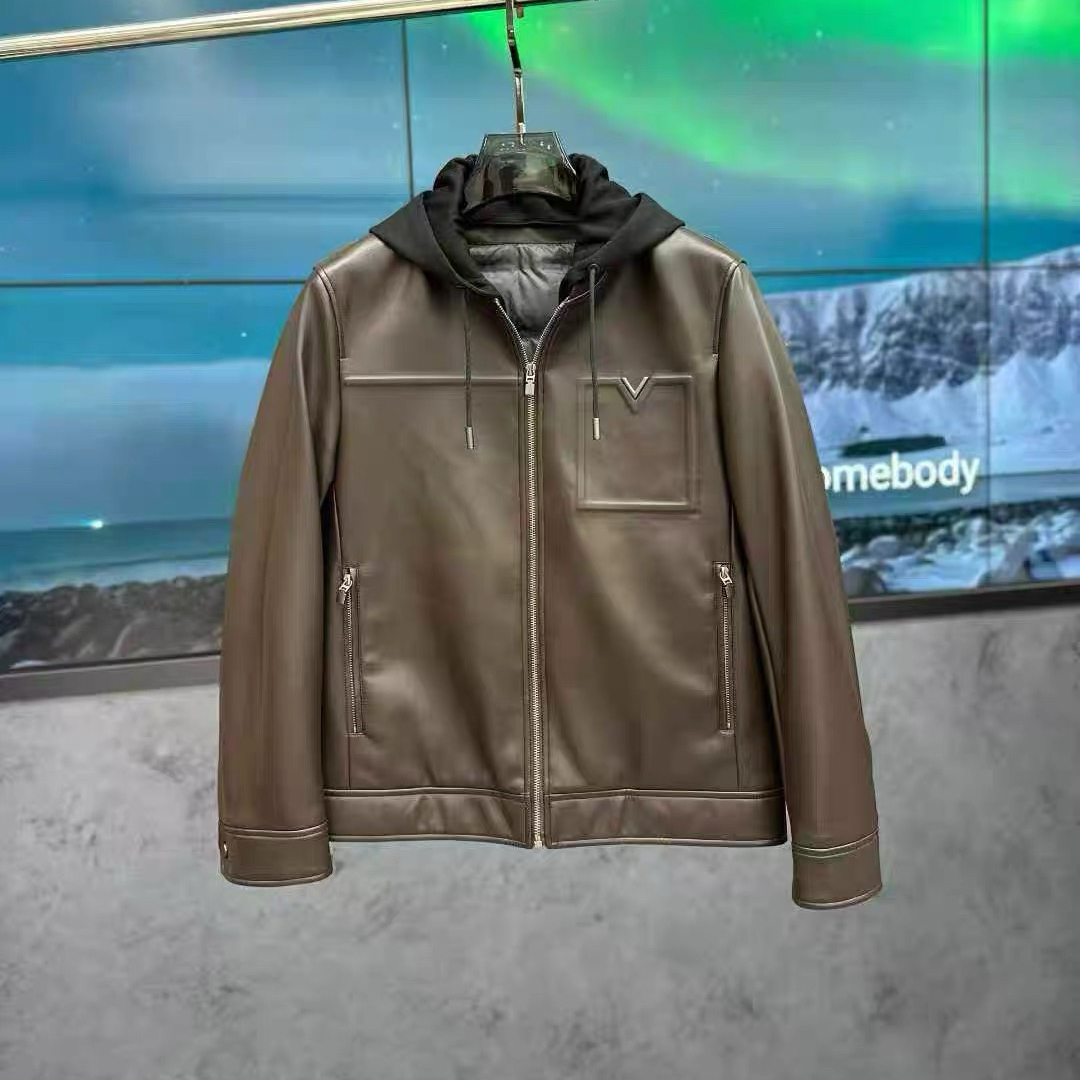 2025冬季新品可脱卸帽羽绒服皮衣男欧货高端修身时尚休闲90白鹅绒