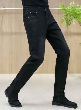 2025冬季新品加绒牛仔裤男欧货潮牌高端弹力修身时尚休闲百搭0272