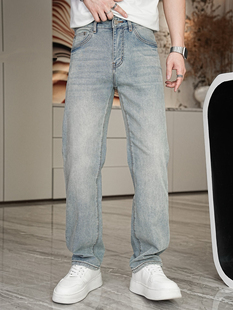 弹力宽松时尚 库志潮牌直筒牛仔裤 2026春夏季 新品 51100 休闲阔腿裤