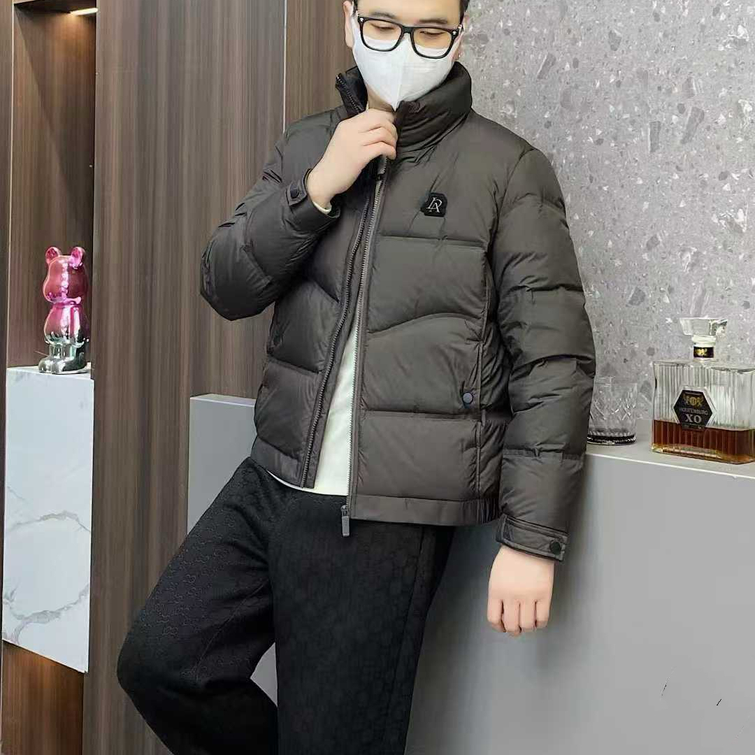 HAEETIEN潮牌立领羽绒服外套男2025冬季新品修身时尚休闲90白鸭绒